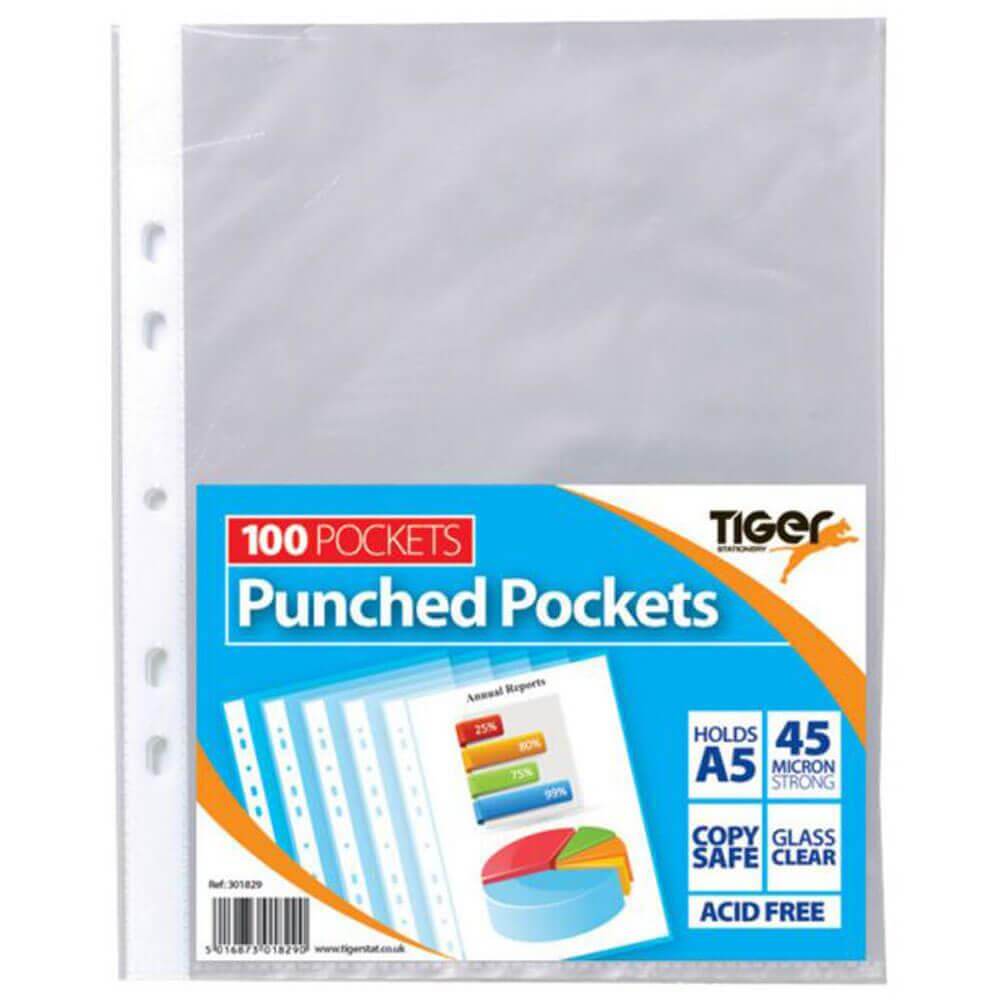 Tiger 100 A5 Punched Pockets 45 Micron